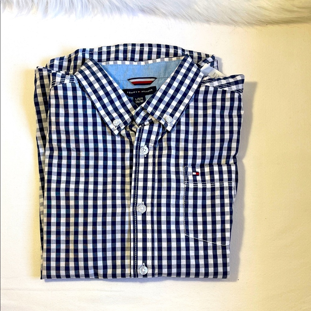 Tommy Hilfiger Big Boy L (16/18) Plaid Long Sleeve Shirt New Without Tags.